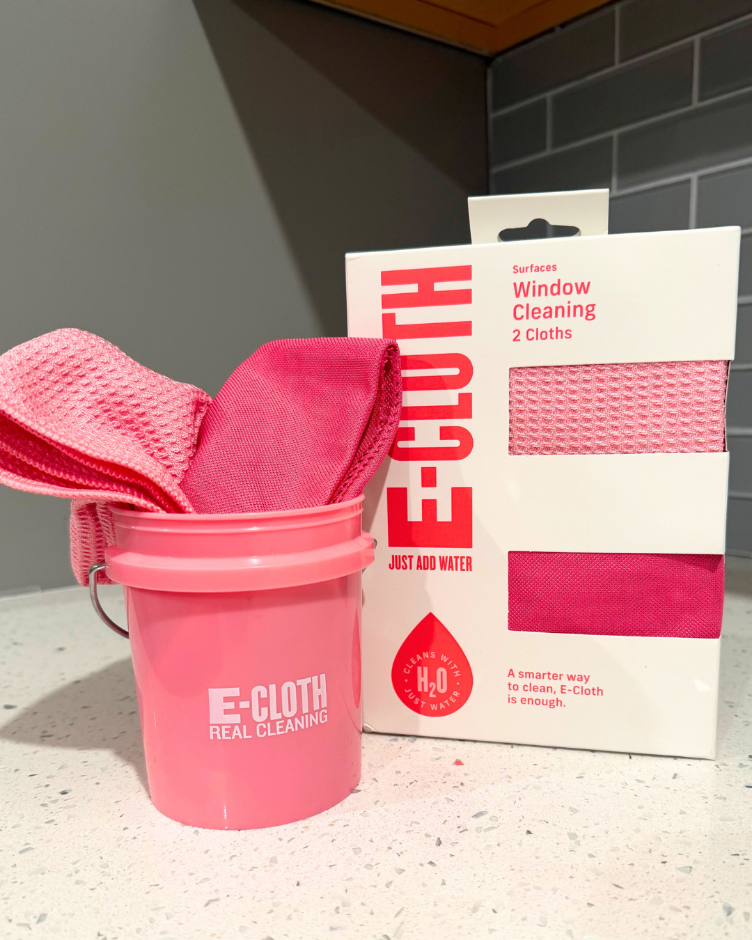 Pink Window Cleaning Kit + Mini Bucket