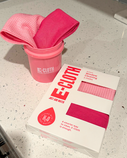 Pink Window Cleaning Kit + Mini Bucket