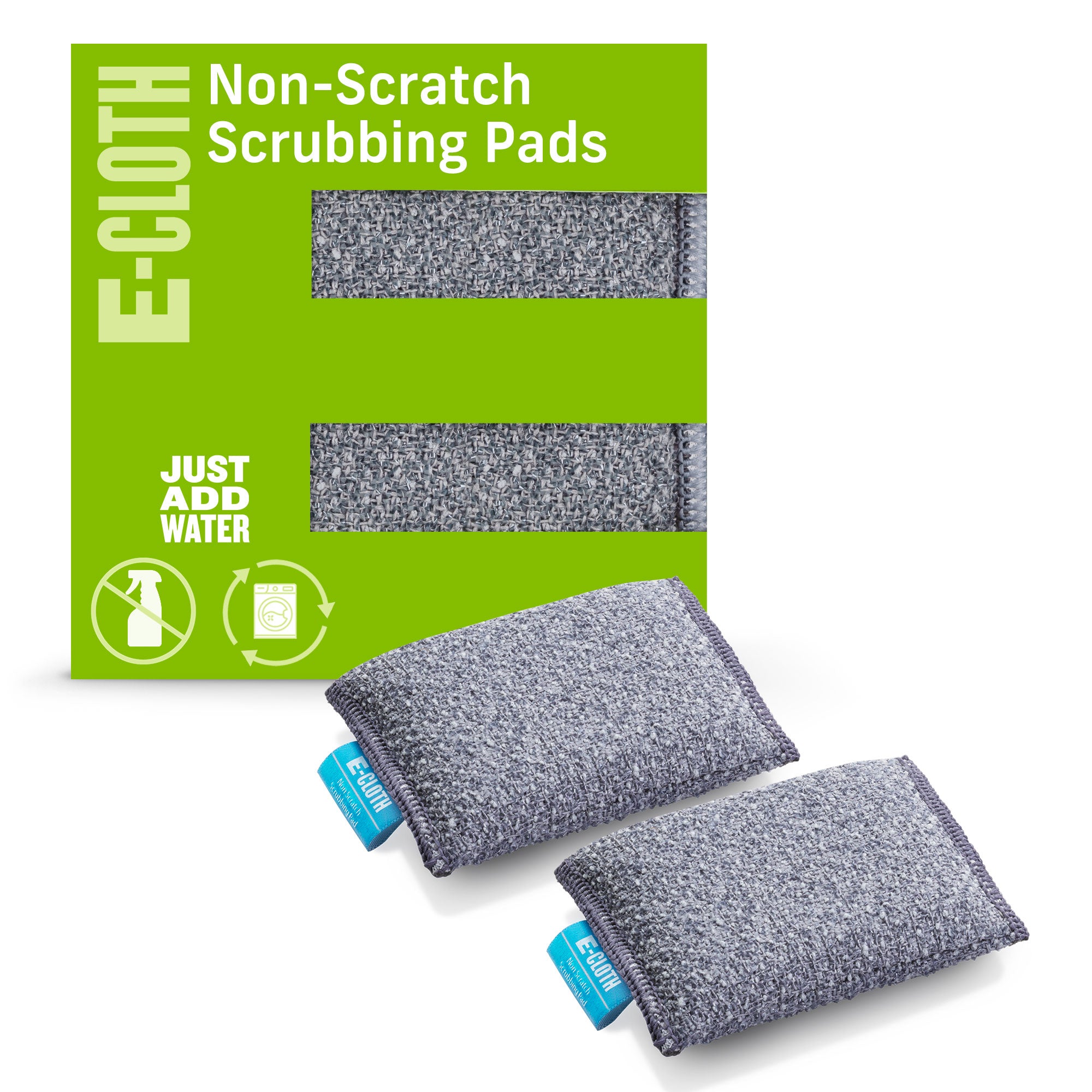 E-Cloth Non-Scratch Scrubbing Pads, Non-Scratch Kitchen Scrub Sponge, Gray, 300 Wash Guarantee, 2 Pack